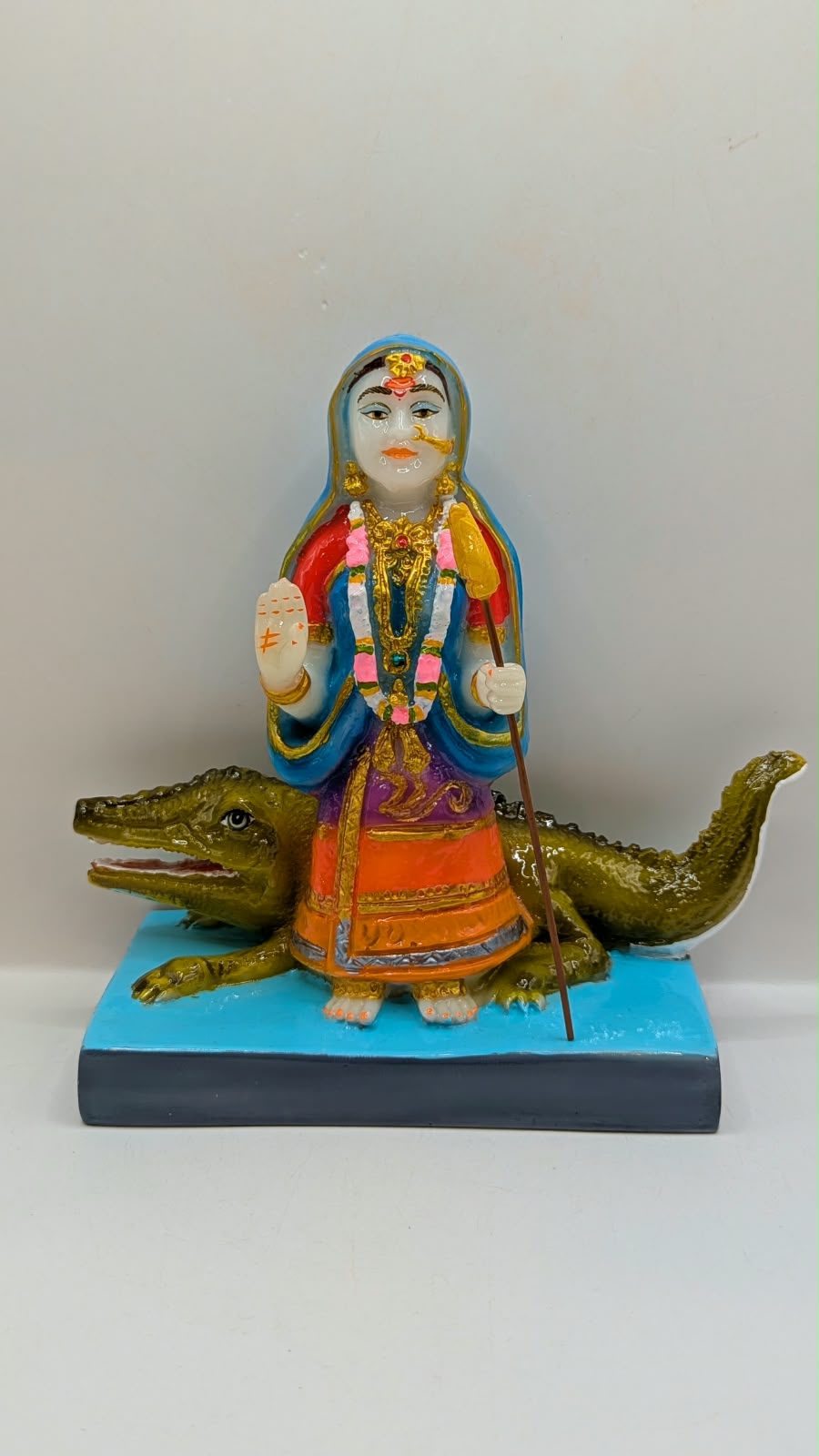 Colourful Khodiyar Maa statue, front view