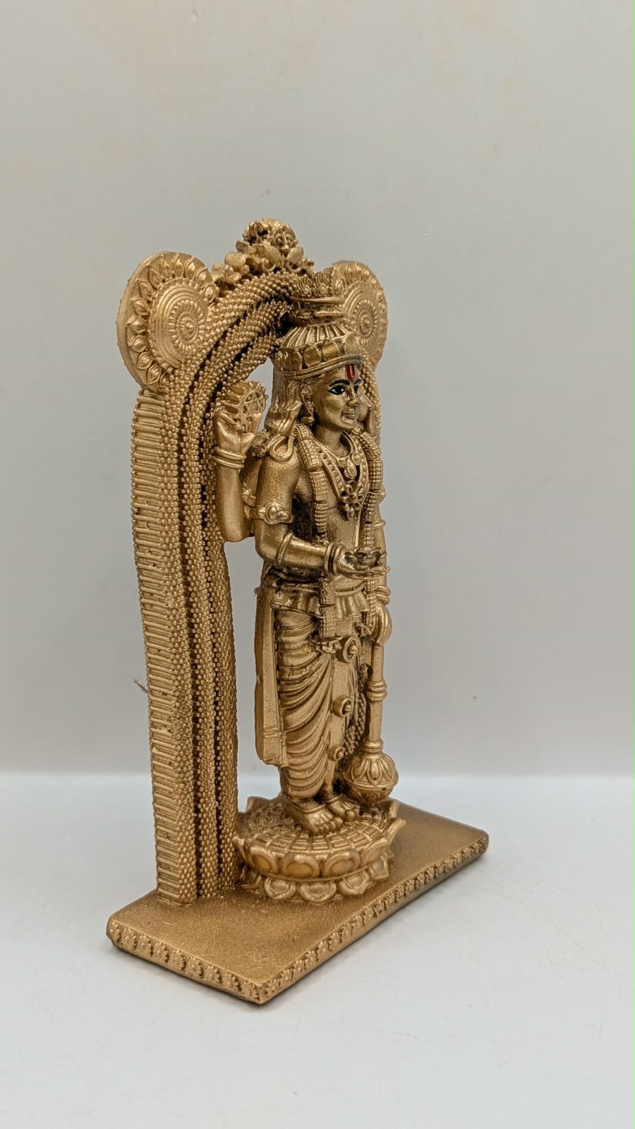 Gold Guruvayurappan Vishnu statue, side view