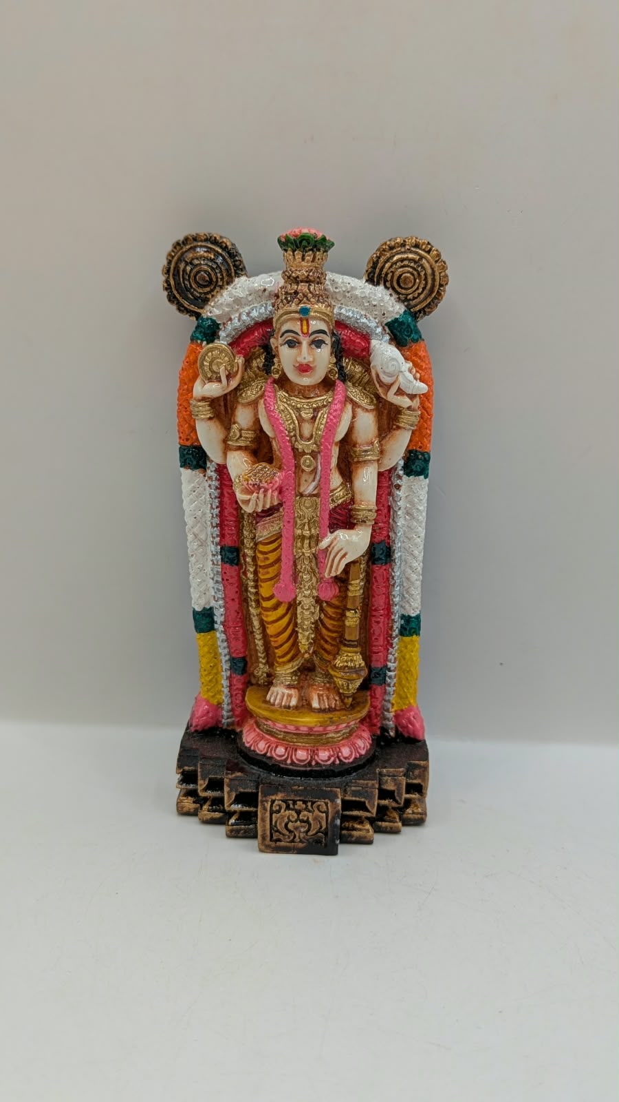 Colourful Guruvayurappan Vishnu statue, front view