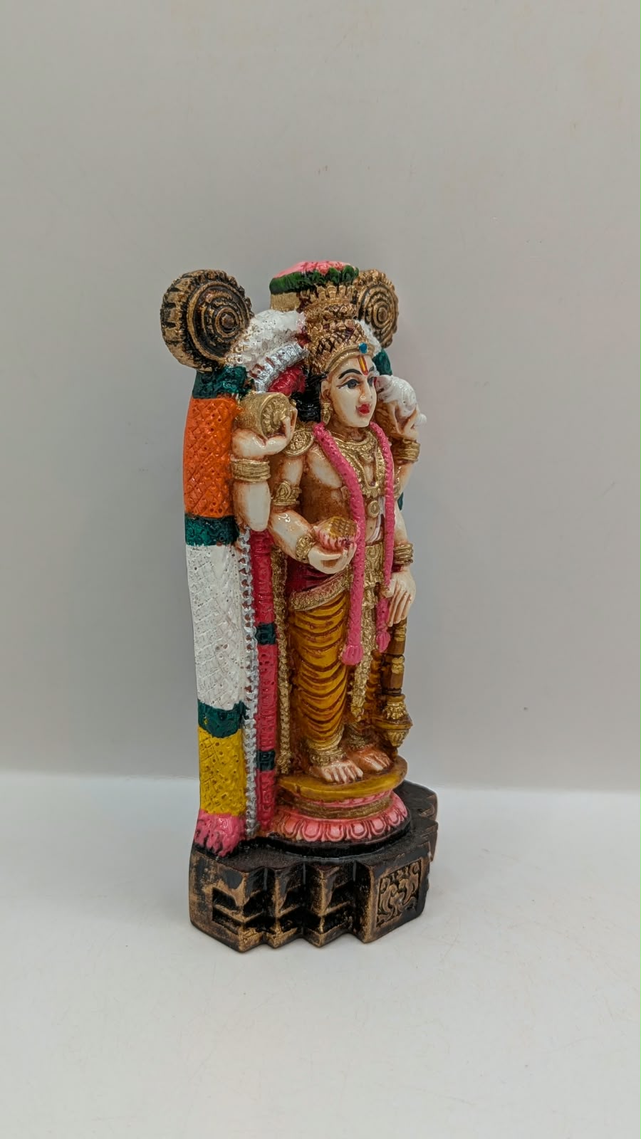 Colourful Guruvayurappan Vishnu statue, side view