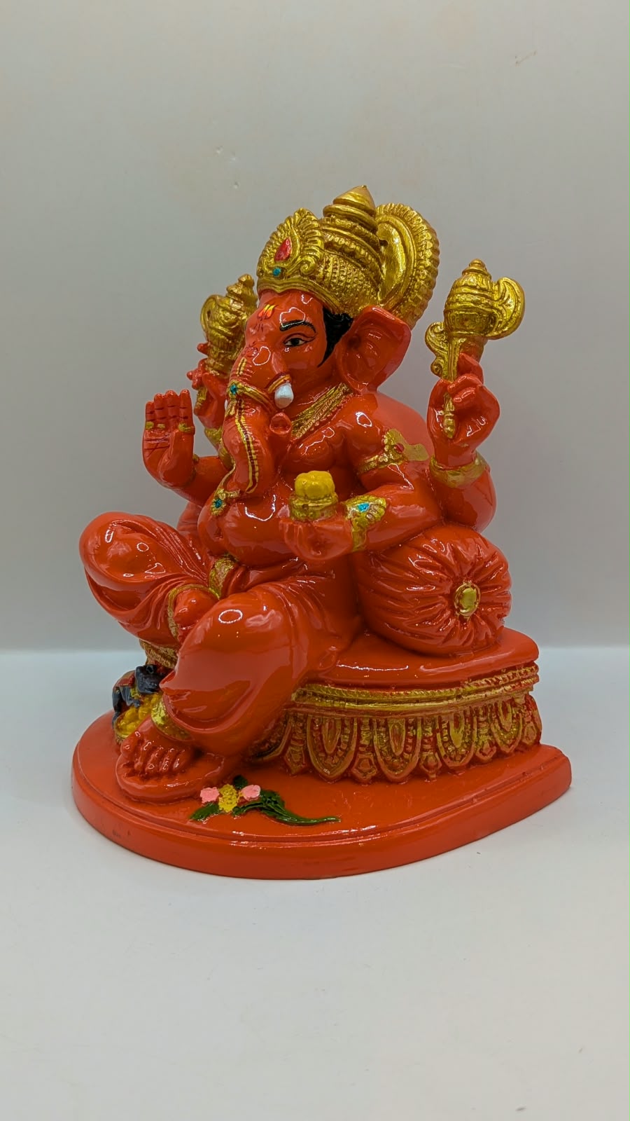 Orange Ganesh statue, other side view