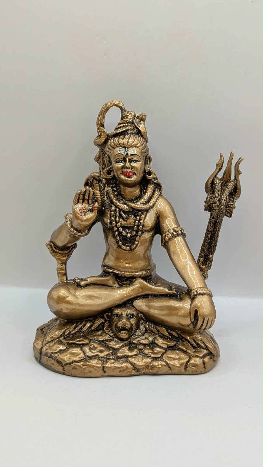 Antique gold Shiva statue, front view