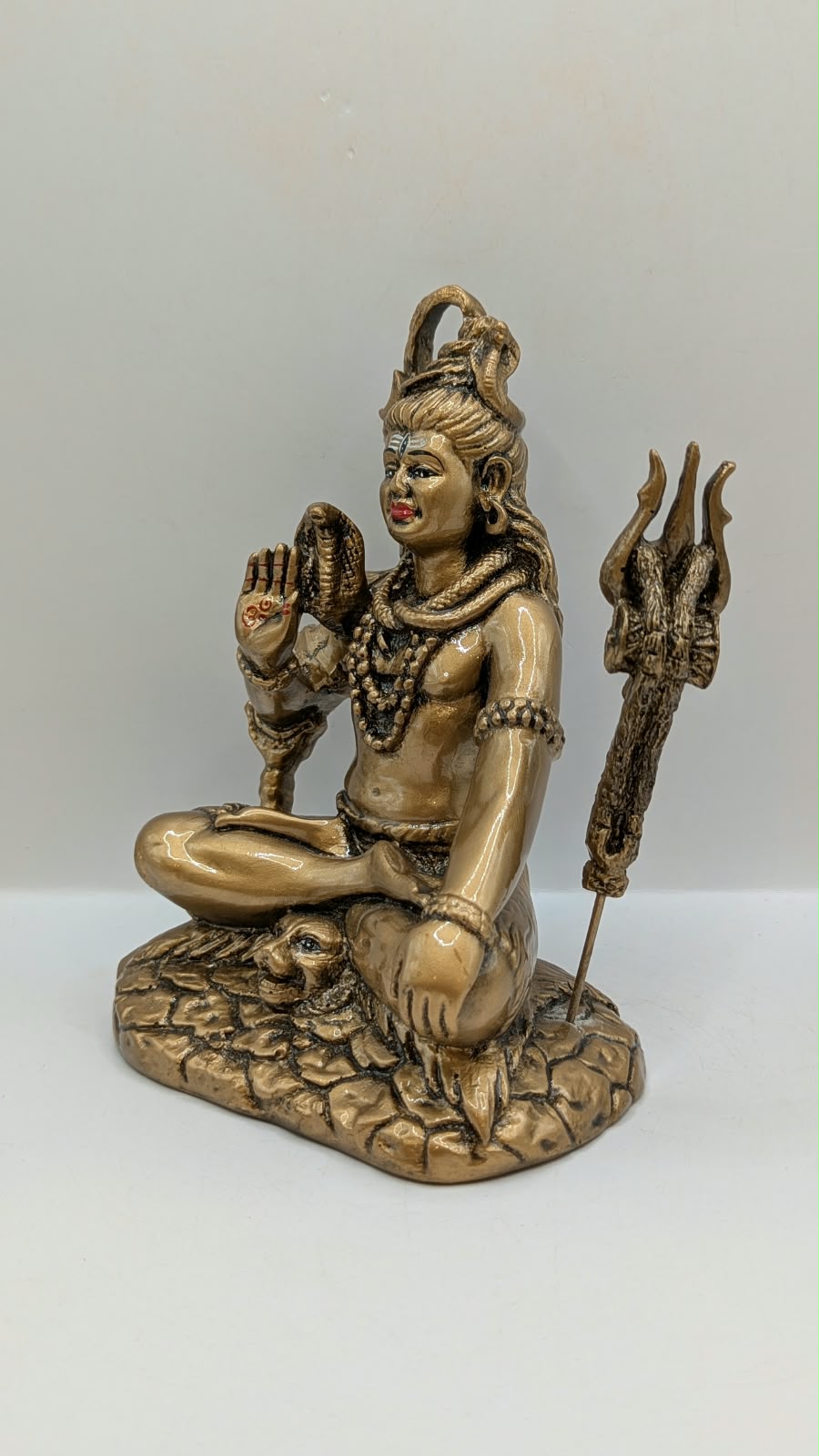 Antique gold Shiva statue, other side view