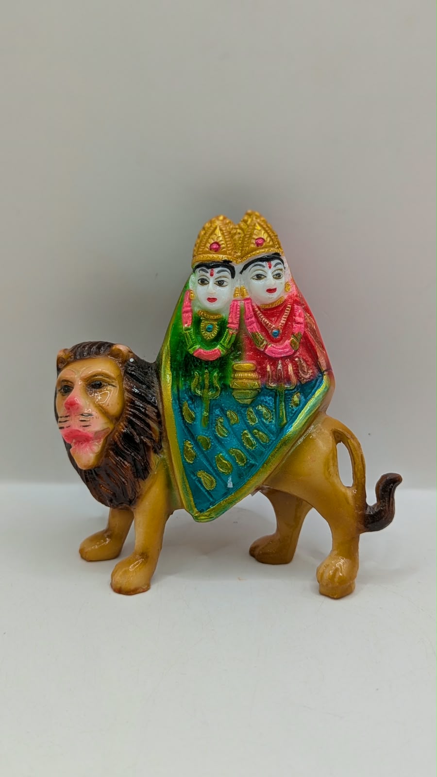 Chamunda Maa on lion statue, front view