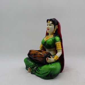 Rajasthani Girl,Rajasthani lady,Musician girl Rajasthani statue,idol Green color