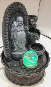 Buddha Water Fountain GREY Buddha with LED Light Indoor Water Fountain