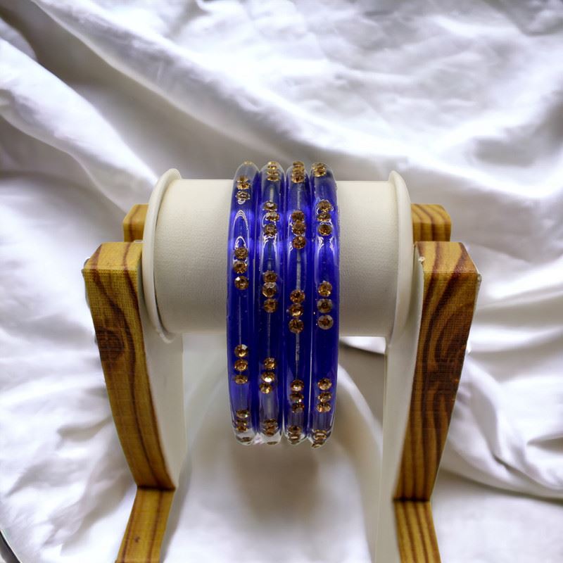 Indian Glass Bangles-Set Of 4 Stone Designed Bollywood Traditional