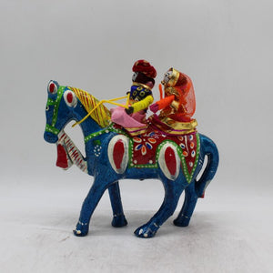 Cultural Rajasthani traditional couple with horse,Indian Rajasthani couple