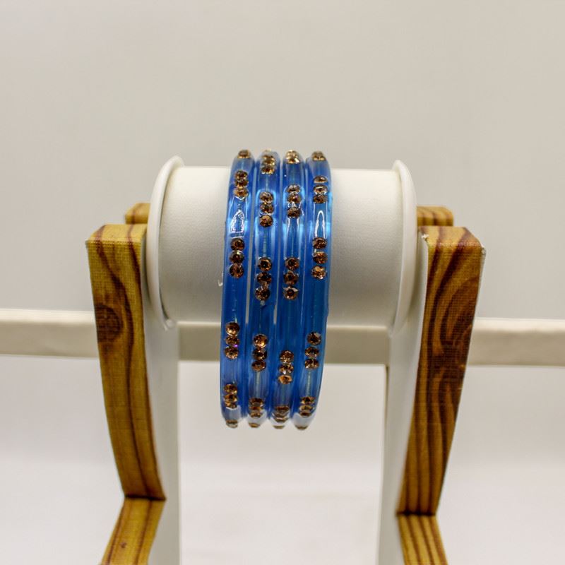 Indian Glass Bangles-Set Of 4 Stone Designed Bollywood Traditional