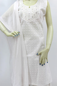 Women's Salwar Kamiz Suit Chikankari White Ladies Kurti and Pant Set