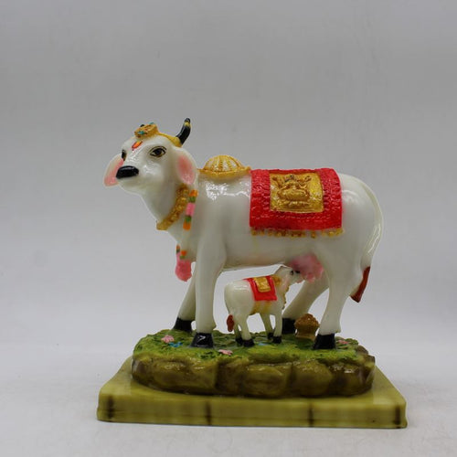 Kamdhenu Cow Gau Mata,Nandi cow Statue Kamdhenu Hindu God For Home Decor White