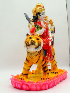 Shakti Statue-Ambe Ma Idol Office-White Painted Bengali Durga Maa Murti-Durga Ma Idol-Ambe Maa Statue-Durga.