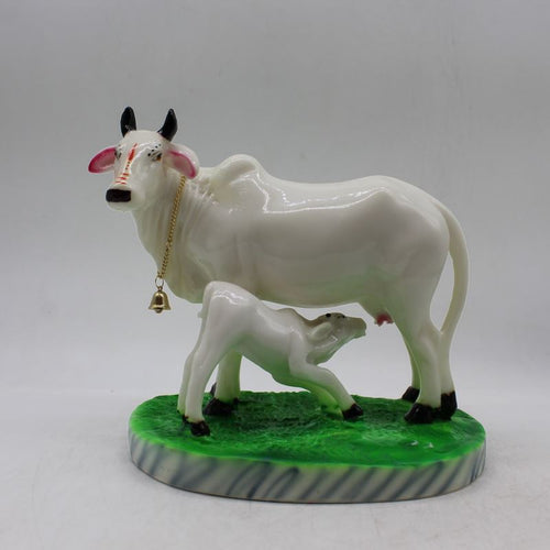 Kamdhenu Cow Gau Mata,Nandi cow Statue Kamdhenu Hindu God For Home Decor White