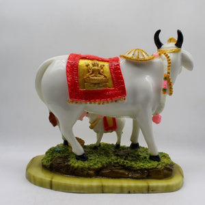 Kamdhenu Cow Gau Mata,Nandi cow Statue Hindu God For Home Decor White