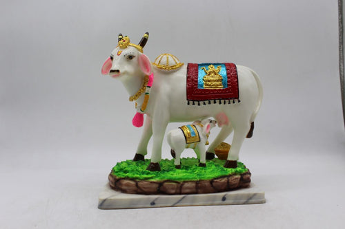 Kamdhenu Cow Gau Mata,Nandi cow Statue Kamdhenu Hindu God For Home Decor White