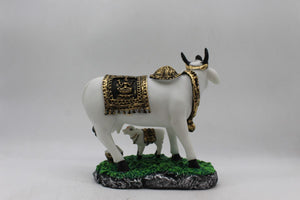 Kamdhenu Cow Gau Mata,Nandi cow Statue Kamdhenu Hindu God For Home Decor White