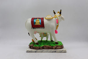 Kamdhenu Cow Gau Mata,Nandi cow Statue Kamdhenu Hindu God For Home Decor White