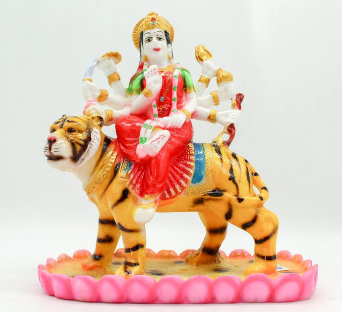 Shakti Statue-Ambe Ma Idol Office-White Painted Bengali Durga Maa Murti-Durga Ma Idol-Ambe Maa Statue-Durga.