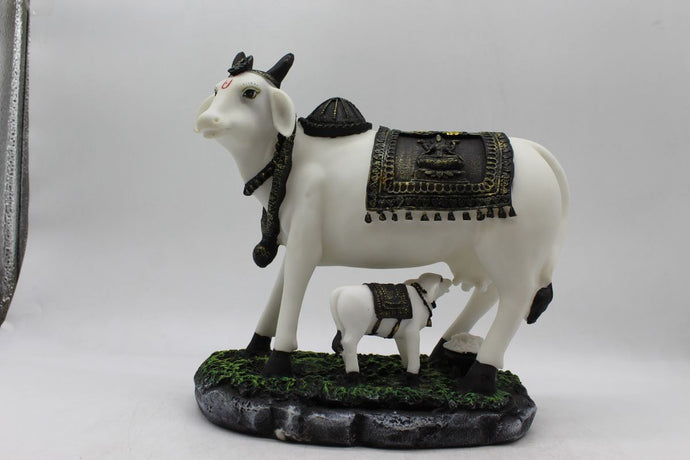 Kamdhenu Cow Gau Mata,Nandi cow Statue Kamdhenu Hindu God For Home Decor White