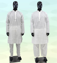 Load image into Gallery viewer, Men&#39;s Cotton Kurta Pyjama Set Achkan - White