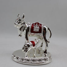 Load image into Gallery viewer, Kamdhenu Cow Gau Mata,Nandi cow Statue Kamdhenu Hindu God For Home Decor Silver