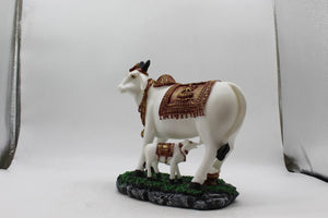 Kamdhenu Cow Gau Mata,Nandi cow Statue Kamdhenu Hindu God For Home Decor White