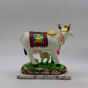 Kamdhenu Cow Gau Mata,Nandi cow Statue Kamdhenu Hindu God For Home Decor White