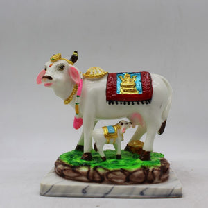 Kamdhenu Cow Gau Mata,Nandi cow Statue Kamdhenu Hindu God For Home Decor White