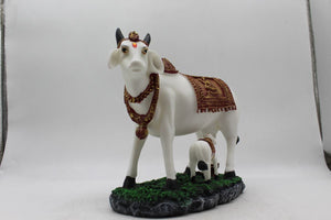 Kamdhenu Cow Gau Mata,Nandi cow Statue Kamdhenu Hindu God For Home Decor White