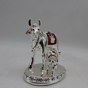 Kamdhenu Cow Gau Mata,Nandi cow Statue Kamdhenu Hindu God For Home Decor Silver