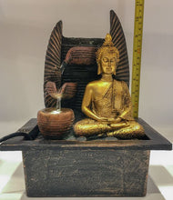 Load image into Gallery viewer, Gautam buddhaWater Fountain Grey Buddha with LED Light Indoor Water Fountain