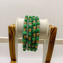 Load image into Gallery viewer, Indian Plastic Bangles Set 4-Stone&amp;Flower Work Women Girl Wedding Special Bangle