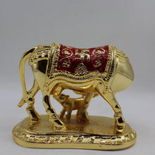 Load image into Gallery viewer, Kamdhenu Cow Gau Mata,Nandi cow Statue Kamdhenu Hindu God For Home Decor Gold