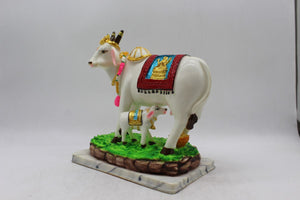 Kamdhenu Cow Gau Mata,Nandi cow Statue Kamdhenu Hindu God For Home Decor White