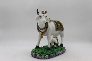 Kamdhenu Cow Gau Mata,Nandi cow Statue Kamdhenu Hindu God For Home Decor White