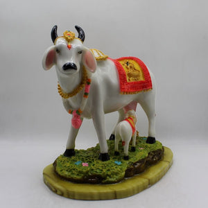 Kamdhenu Cow Gau Mata,Nandi cow Statue Hindu God For Home Decor White