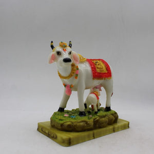 Kamdhenu Cow Gau Mata,Nandi cow Statue Kamdhenu Hindu God For Home Decor White