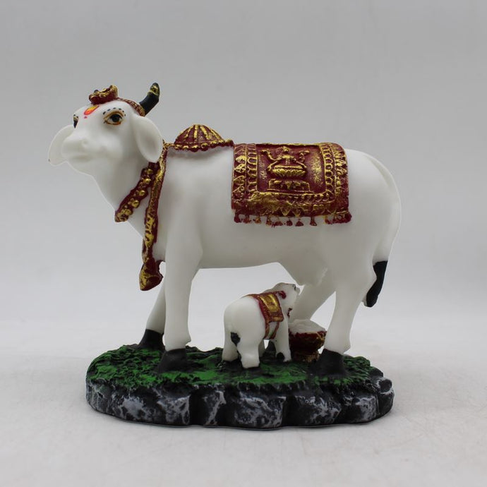 Kamdhenu Cow Gau Mata,Nandi cow Statue Kamdhenu Hindu God For Home Decor White