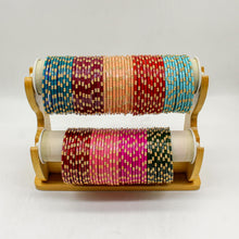 Load image into Gallery viewer, Indian Glass Bangles Set Dot Pattern Bollywood Wedding Style Set Of 12(Puja)