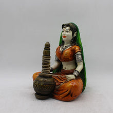 Load image into Gallery viewer, Rajasthani Girl,Rajasthani lady,Musician girl Rajasthani statue,idolOrange color