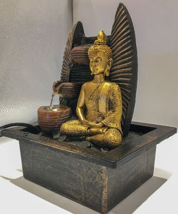Gautam buddhaWater Fountain Grey Buddha with LED Light Indoor Water Fountain