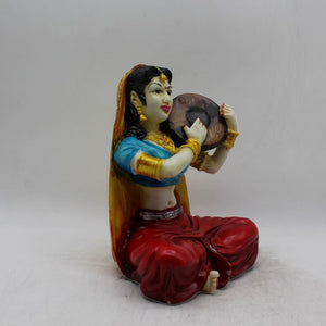 Rajasthani Girl,Rajasthani lady,Musician girl Rajasthani statue,idol Multi color