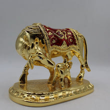 Load image into Gallery viewer, Kamdhenu Cow Gau Mata,Nandi cow Statue Kamdhenu Hindu God For Home Decor Gold