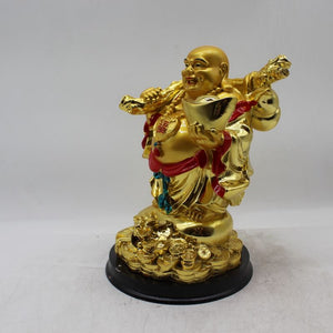 Lucky Laughing Buddha,statue,Happy sitting,luckey man,Happy man Gold color