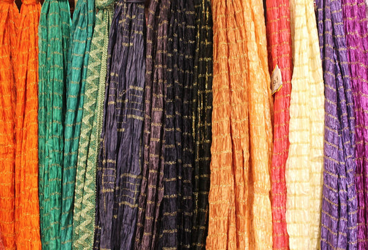 Men's Silk Crush Dupatta - Stole Chunni For Sherwani - Non Stretch size 26 x 250 cm - Stretched size 44 x 250 cm