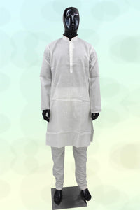 Men's Cotton Kurta Pyjama Set Achkan - White