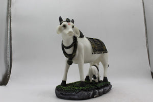 Kamdhenu Cow Gau Mata,Nandi cow Statue Kamdhenu Hindu God For Home Decor White