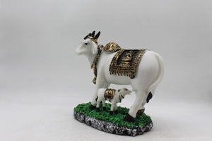 Kamdhenu Cow Gau Mata,Nandi cow Statue Kamdhenu Hindu God For Home Decor White