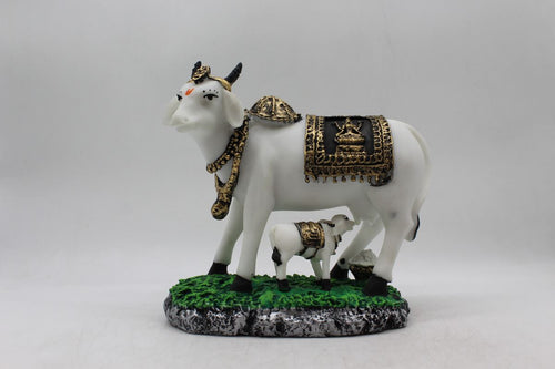 Kamdhenu Cow Gau Mata,Nandi cow Statue Kamdhenu Hindu God For Home Decor White