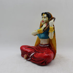 Rajasthani Girl,Rajasthani lady,Musician girl Rajasthani statue,idol Multi color